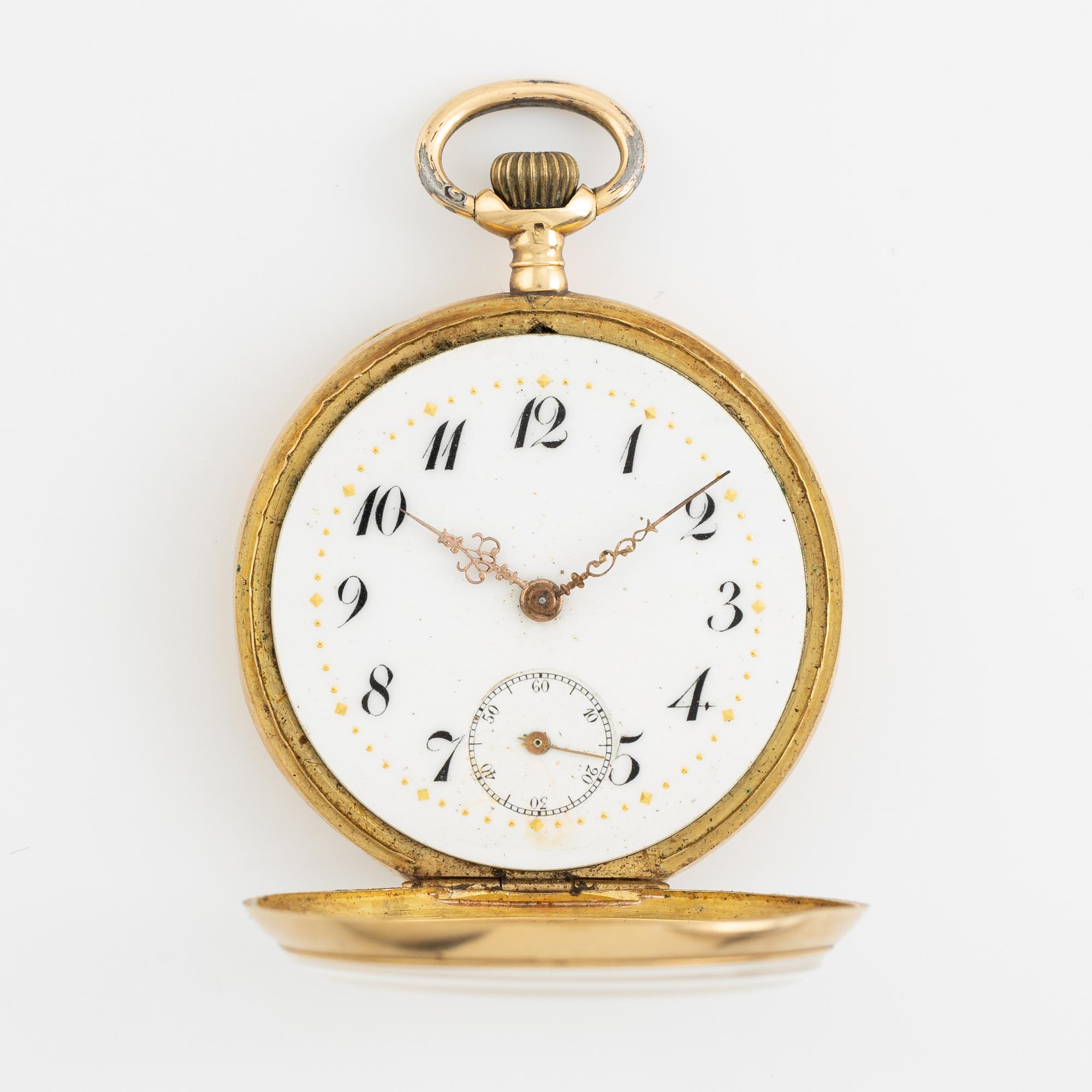 Pocket watch, 18K gold, 33,5 mm.