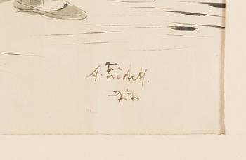 Axel Fridell, tussi paperille, signeerattu ja päivätty -22.