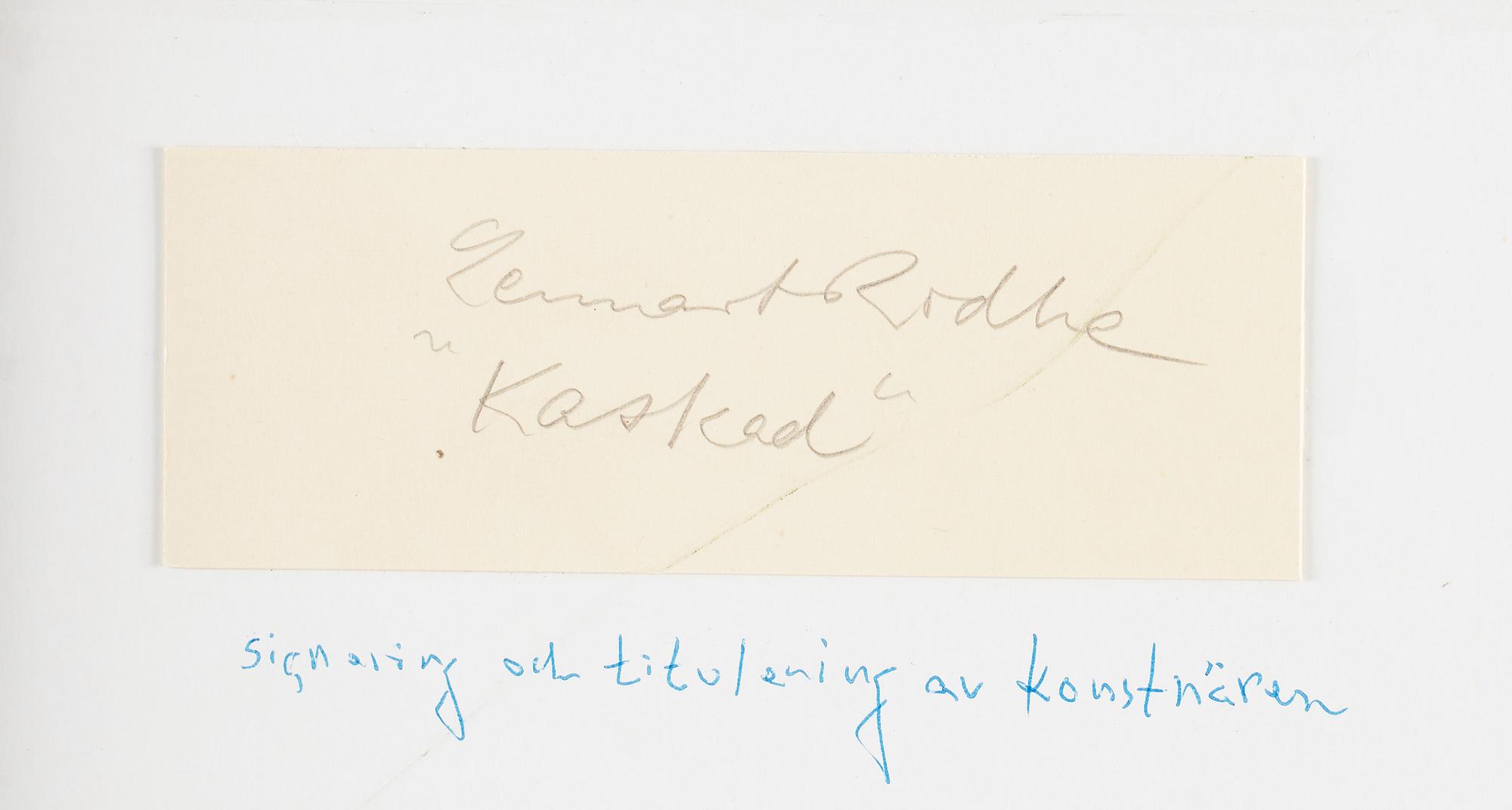 LENNART RODHE, gouache on paper, signed with monogram and signed dated 1955 on verso.