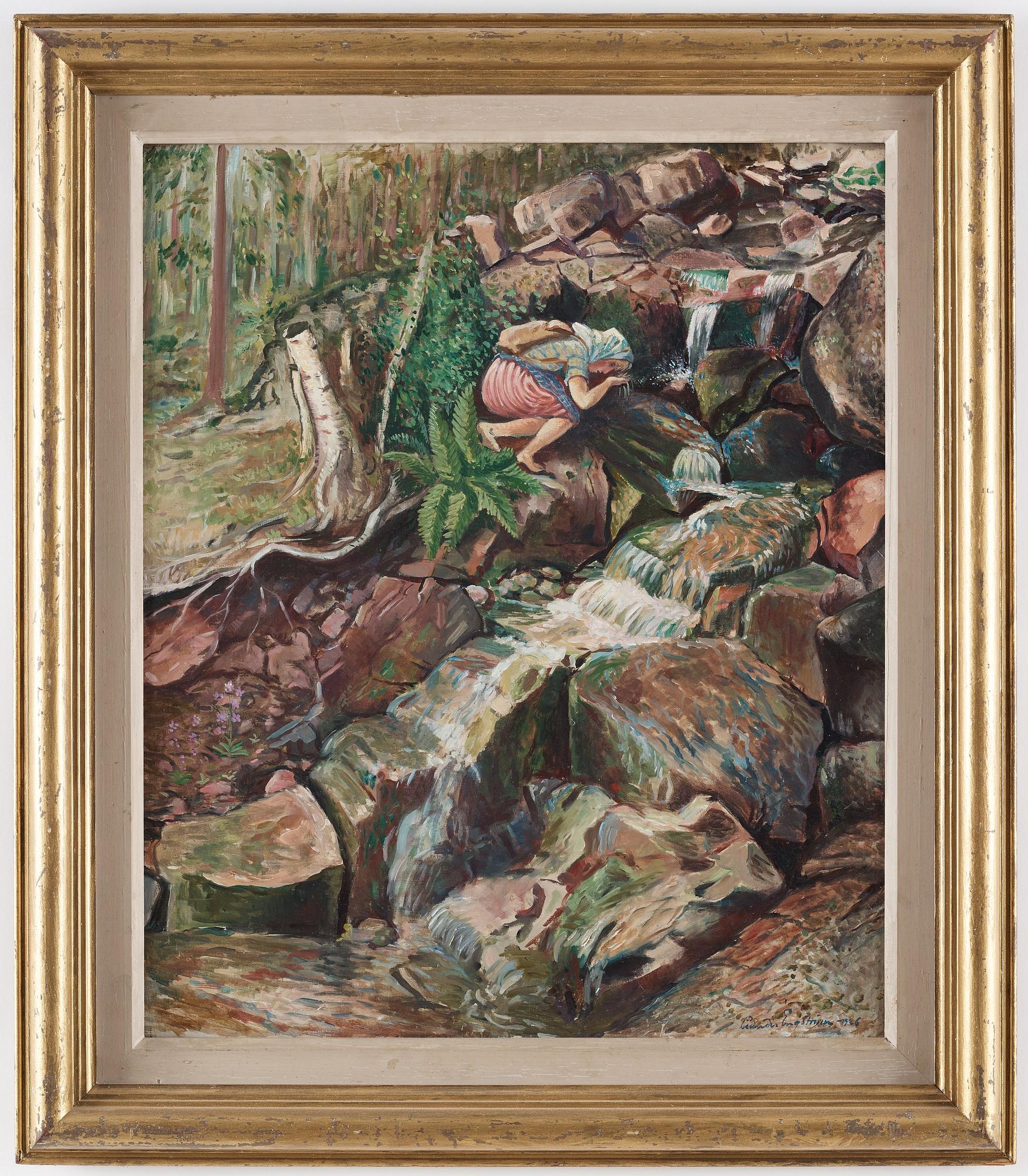 Leander Engström, Rinnande bäck med flicka.