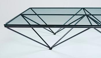 Paolo Piva, a black lacquered steel and glass sofa table, B&B, Italy.