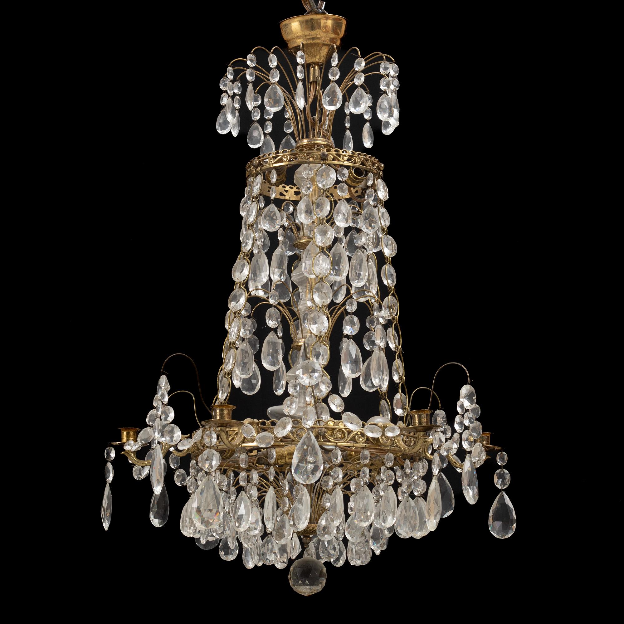 A Gustavian style chandelier, first half of the 20th Century.