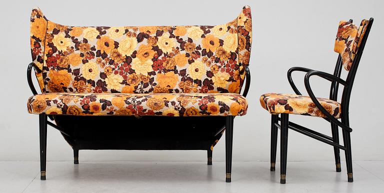 MÖBELGRUPP, 5 delar, 1940-50-tal.