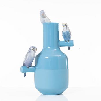 A 'Parrot Parade' vase, Lladro, Spain.