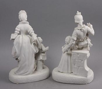 FIGURINER, 2 st, biskviporslin. Meissenliknande märke, 1800/1900-tal.