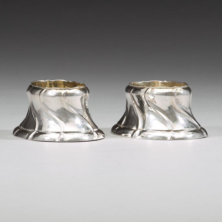 A pair of Swedish 18th century parcel-gilt salts, mark of Johan Ryberg, Uddevalla 1759.