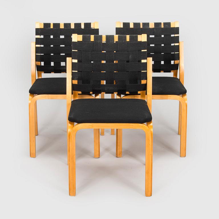 Alvar Aalto, stolar, 3 st, modell 612, Artek 1900-talets mitt.