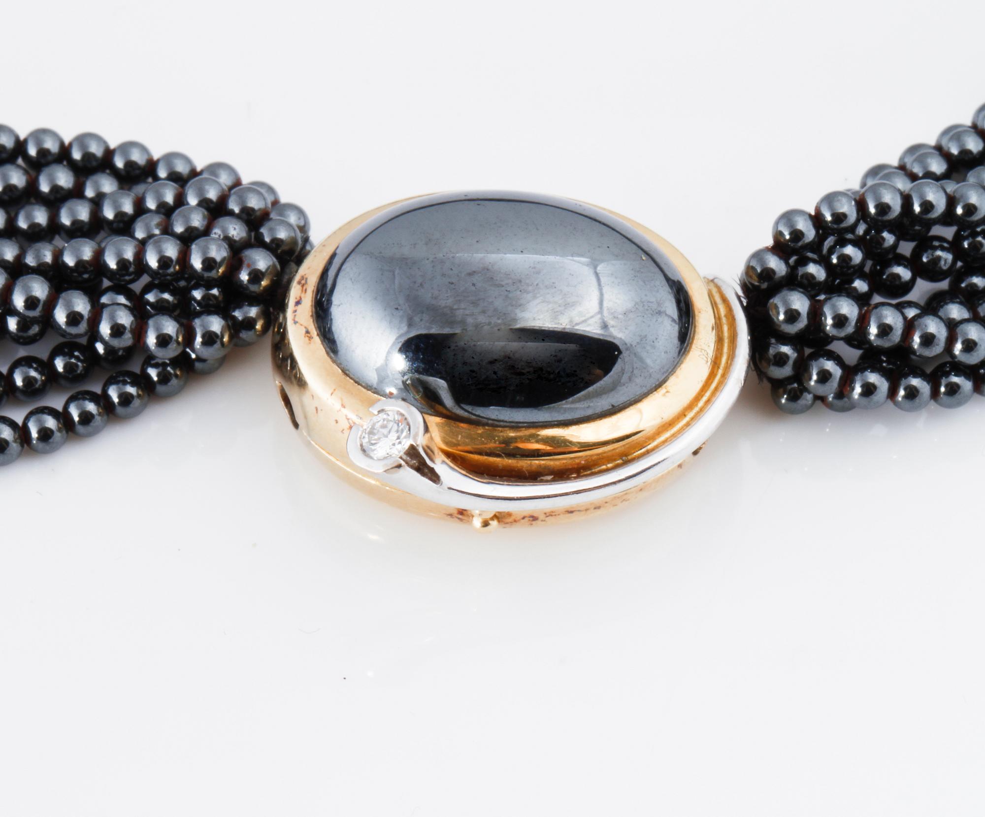 COLLIER, med briljantslipad diamant och hematiter, Ole Lynggaard.