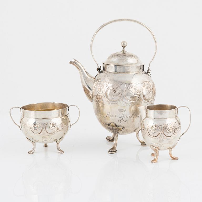 Kaffeservis, 3 delar, silver, GAB, Stockholm, 1909.