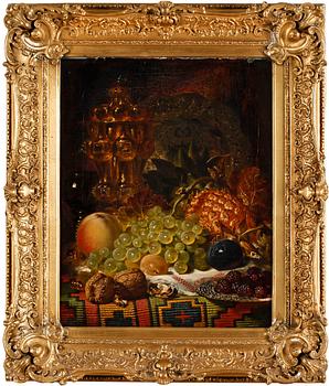 George Lance, Still life with fruits and walnuts.