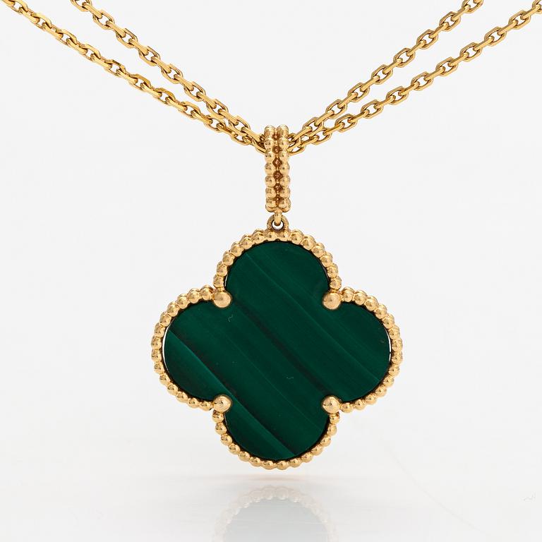 Van Cleef & Arpels, An 18K gold and malachite "Magic Alhambra" necklace. Marked VCA, JE472415.