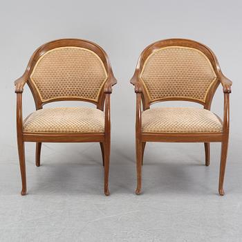A pair of art noveu armchairs, early 20th Century.