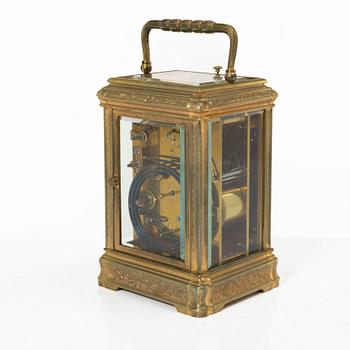 A gilt bronze carriage clock of French manufacture, the dial mark Linderoth, Stockholm, late 19th century/circa 1900.