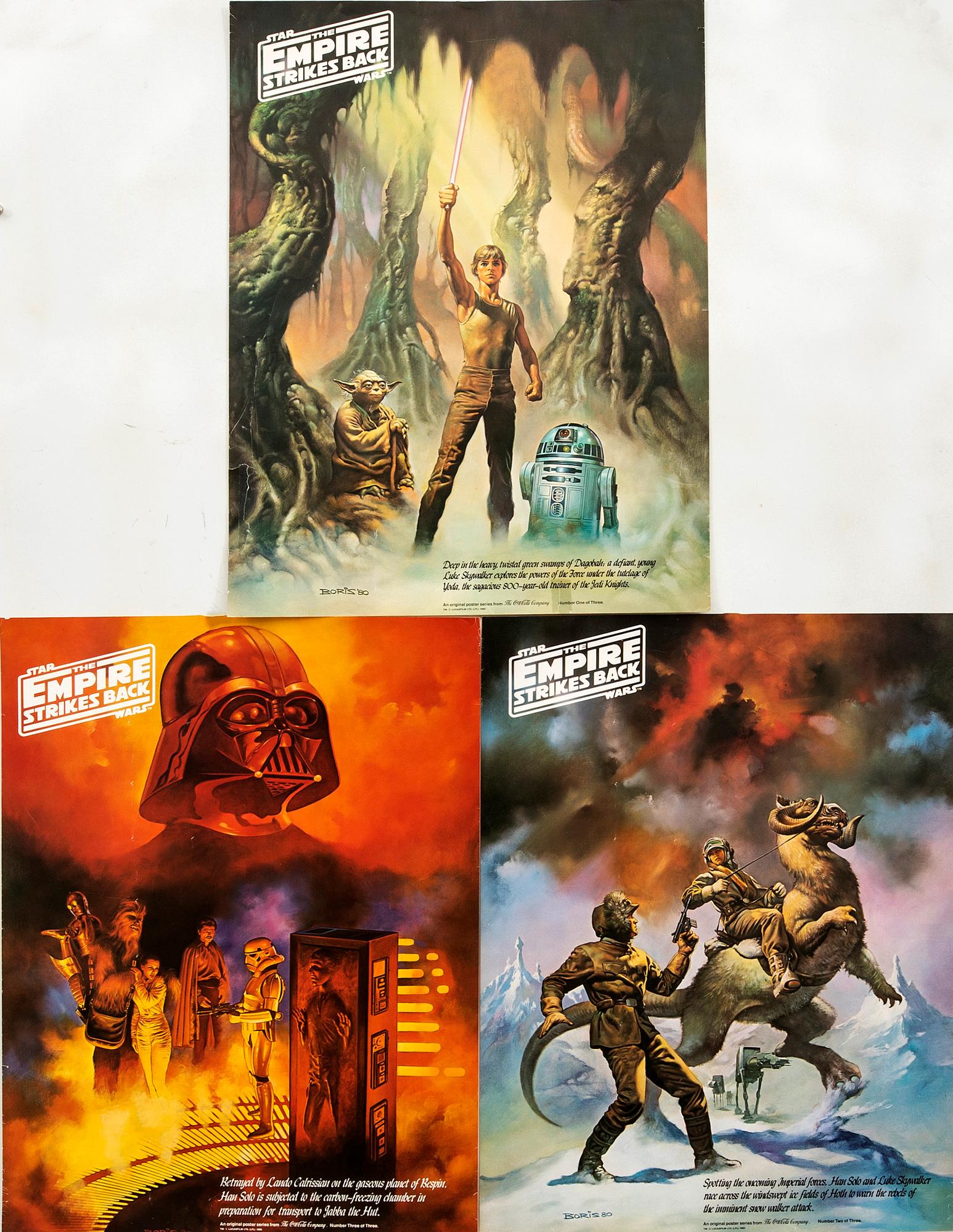 Three American 1980 original posters from The Coca Cola Company, Star Wars, 'Empire strikes back'.