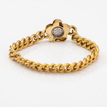 A 14K gold flower bracelet with diamonds ca. 0.38 ct in total. Finnish import marks 1966.