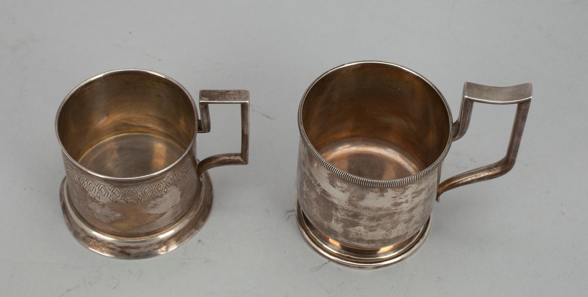 TEGLASHÅLLARE, 2 st, silver, Ryssland.