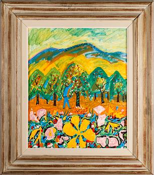 UNO VALLMAN, gouache, signerad och daterad 1974.