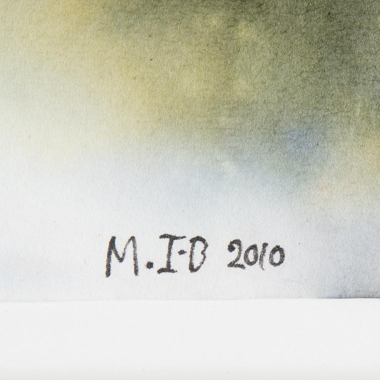 META ISÆUS-BERLIN, pastel and textile dye on paper. Signed M.I-B. and dated 2010.