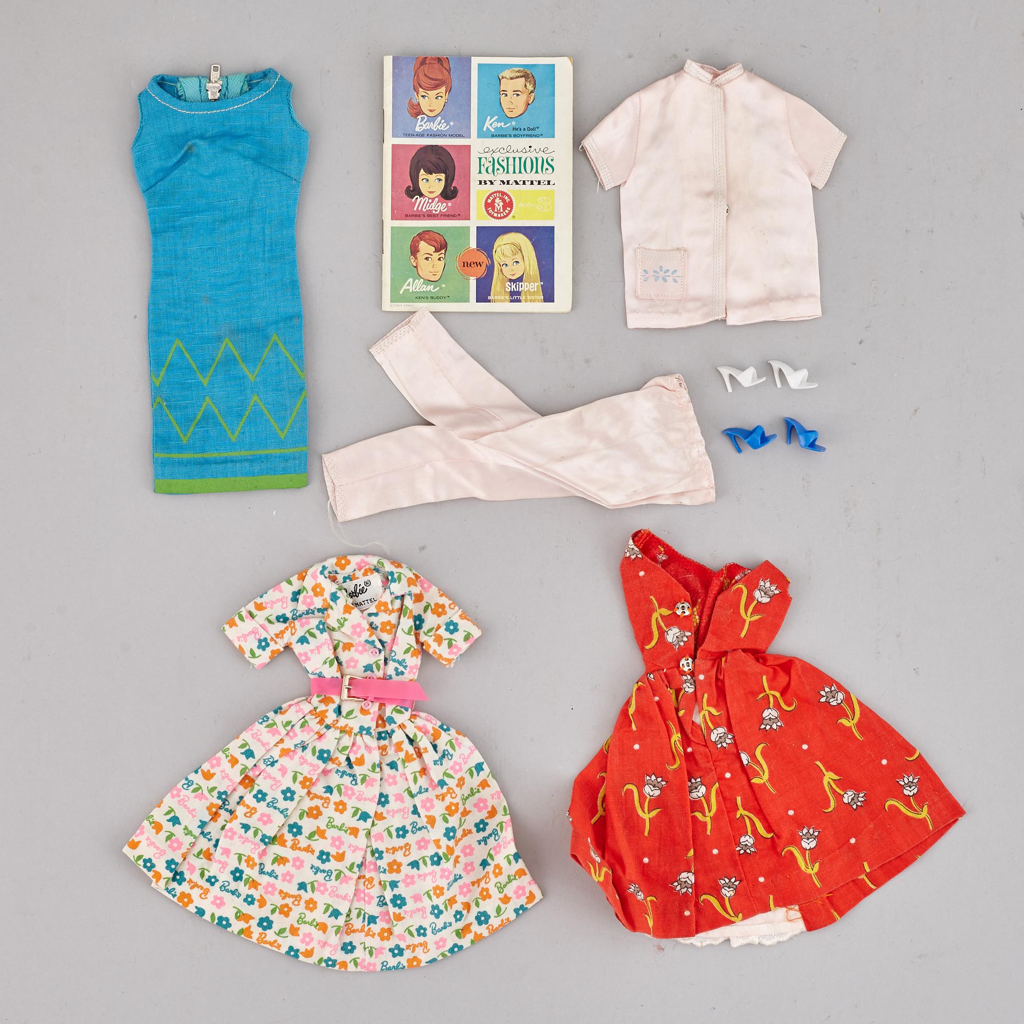 A set of two 1960's Barbiedolls with accessories, Mattel.