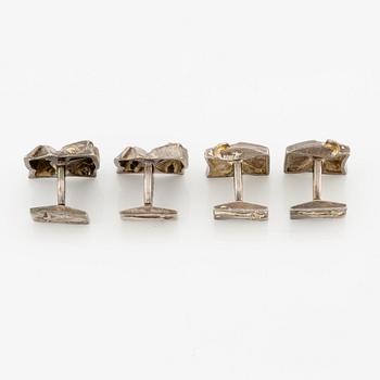 Lapponia, cufflinks, two pairs and Matti Hyvärinen, Siro Koru a pair of earrings, sterling silver.