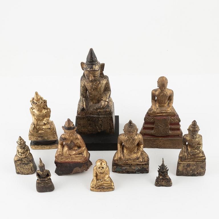 A group of Buddha scultptures, Burma and Thailand, 20th Century.