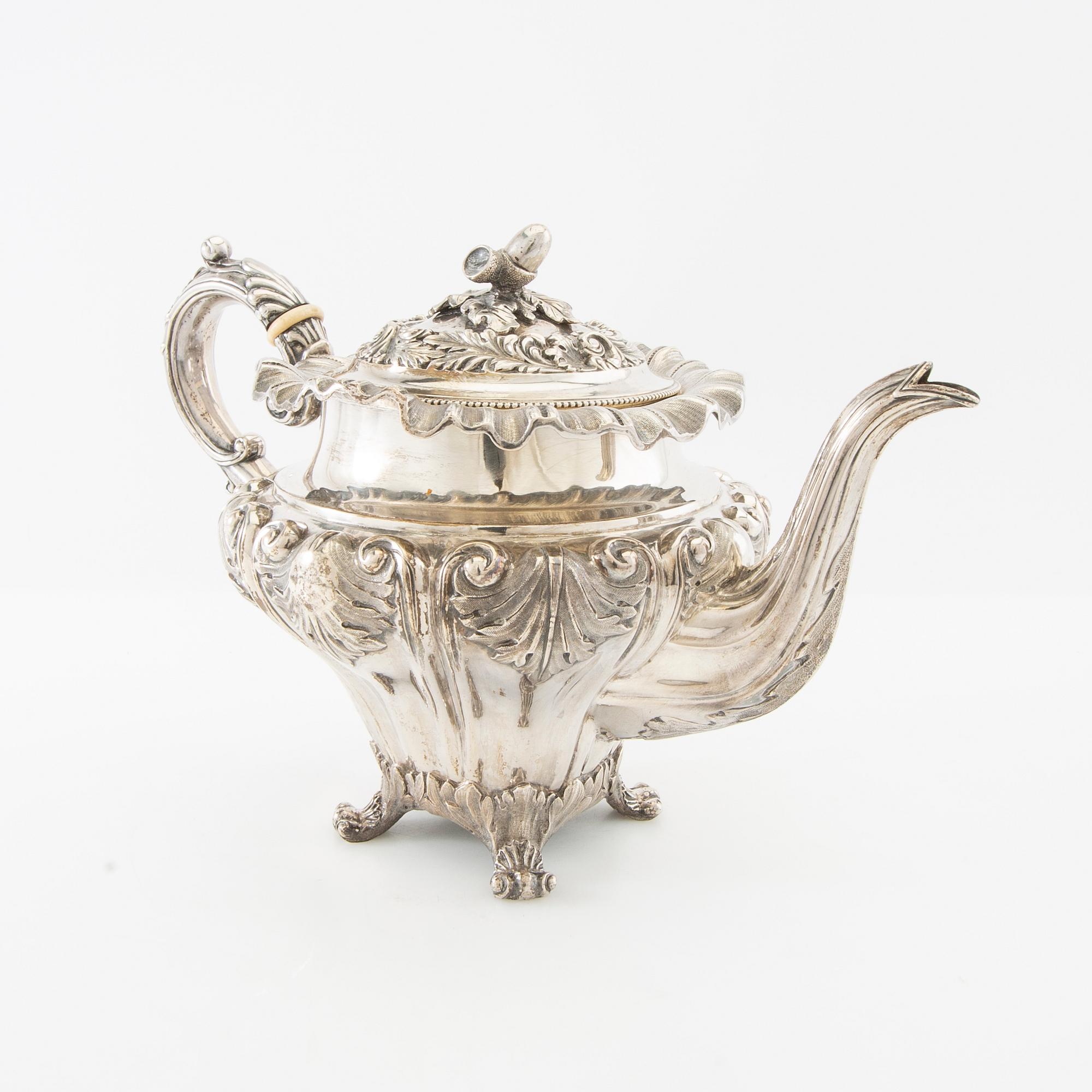 Gustaf Möllenborg, tekanna silver nyrokoko Stockholm 1842.