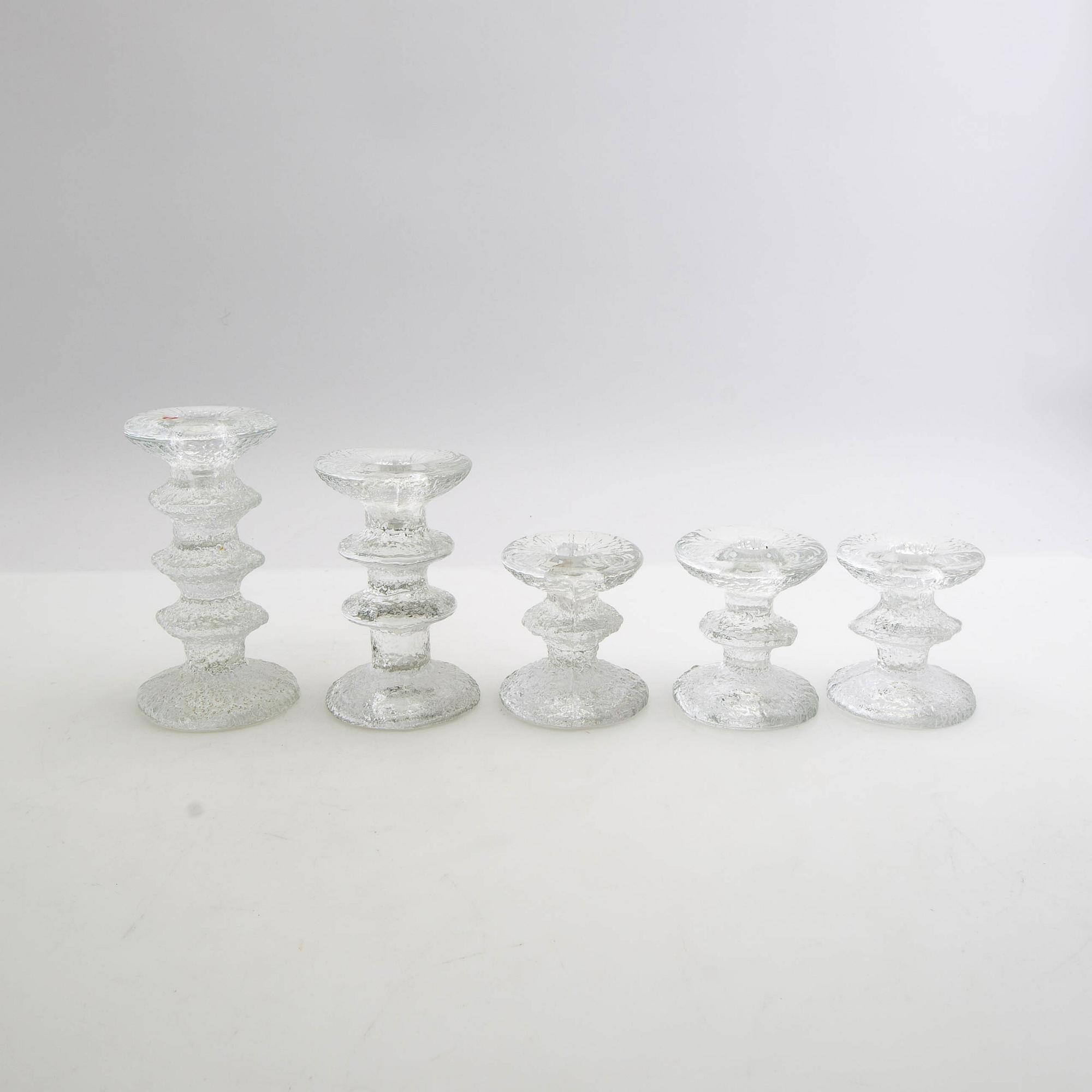 Timo Sarpaneva, ljusstakar 9 st "Festivo" Iittala Finland gjutet glas.