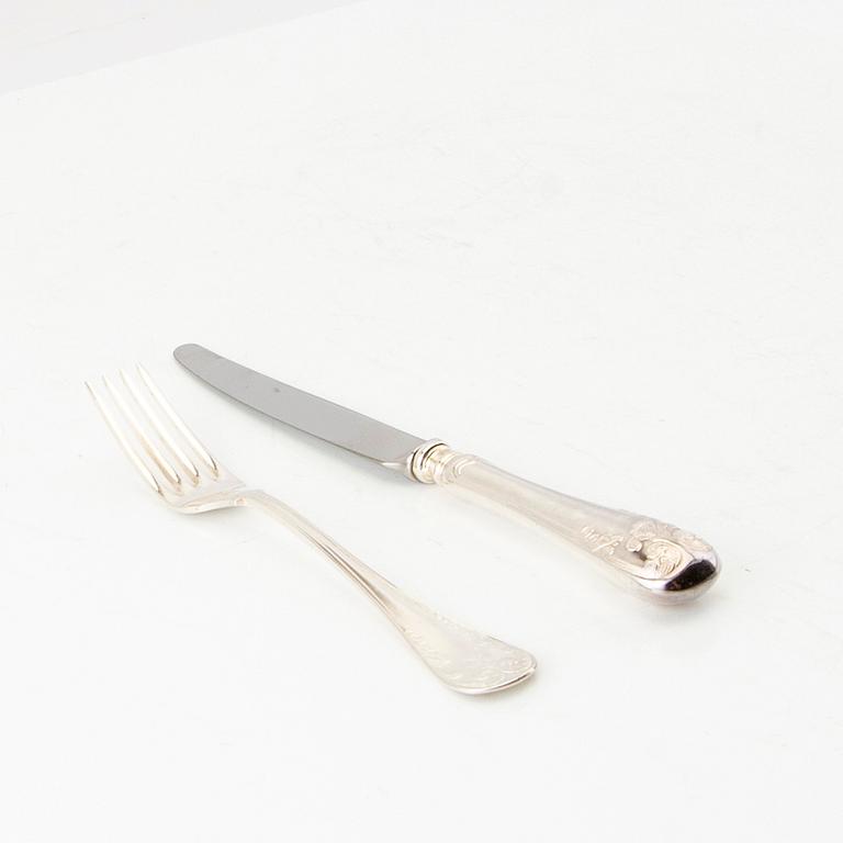 Bestick 79 dlr "Gammal Fransk" silver GAB 1990-1995.