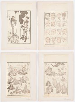 SHEETS from woodblock book, 24 pc, Japan, 19th century.
