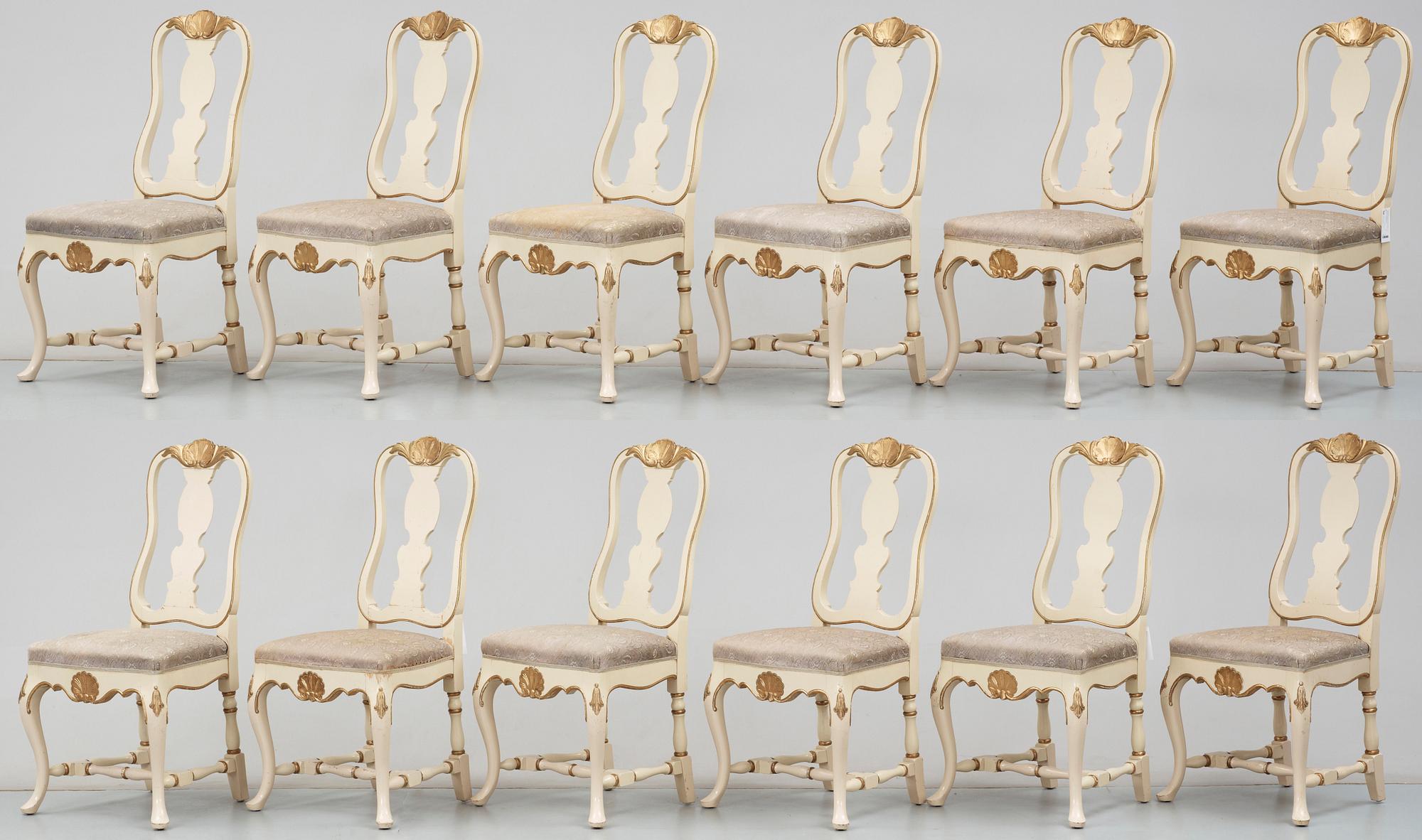 MATSALSGRUPP, 18 delar, rokokostil, Lysberg  och Hansen A/S, Kgl. Hofleverandör Palaegade Köbenhavn,1900-tal.