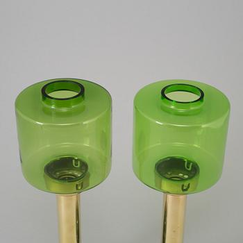 ÖSTLINGS, Gnosjö,  ljuslyktor/ljusstakar, ett par, mässing och glas, 1960-tal.