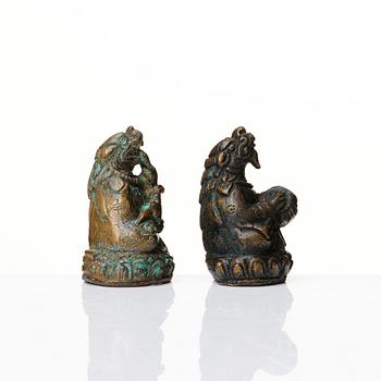 Two sculptures of mythical creatures, Tibet, early 20th Century.