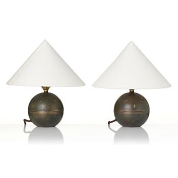Erik Tidstrand, a pair of table lamps, Nordiska Kompaniet, 1930s.