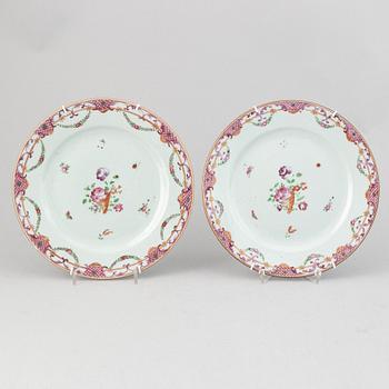 A set six odd famille rose dishes, Qing dynasty, 18th Century.