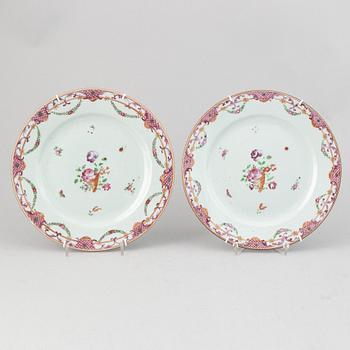 A set six odd famille rose dishes, Qing dynasty, 18th Century.