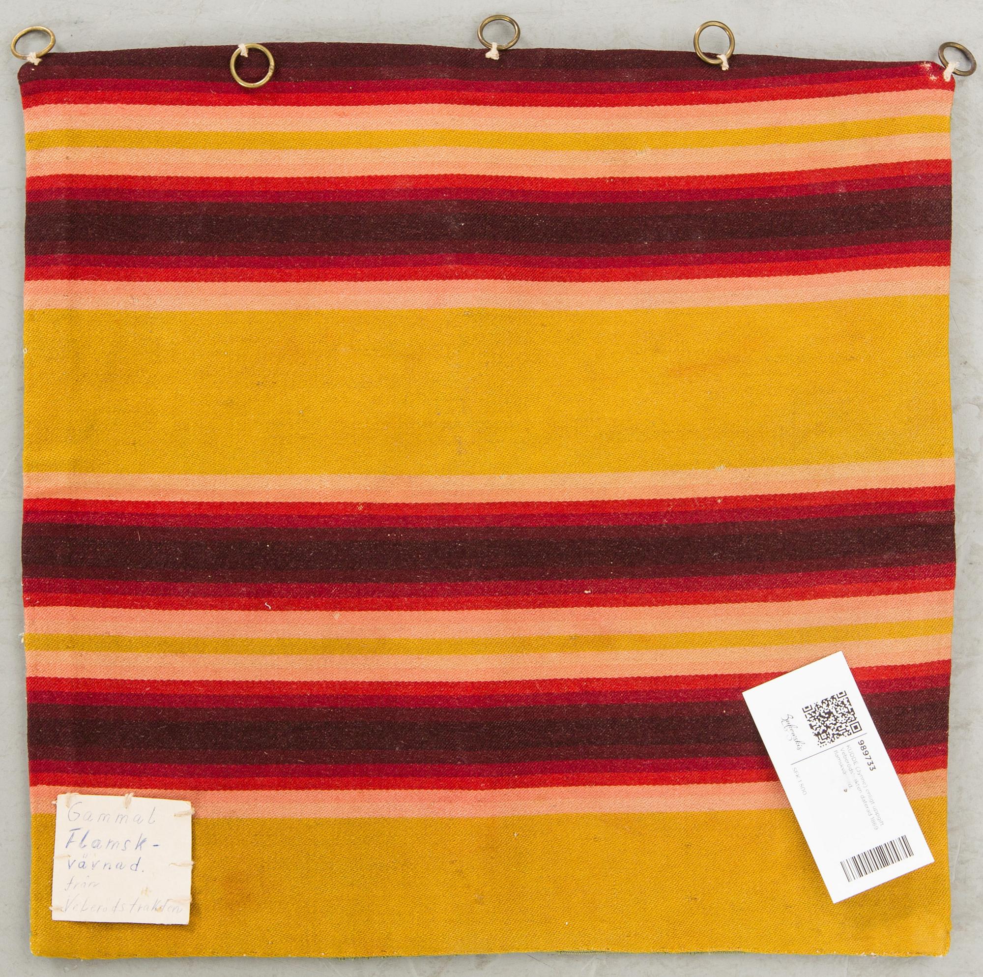 A Swedish tapestry weave Jynne Scania dated 1869.