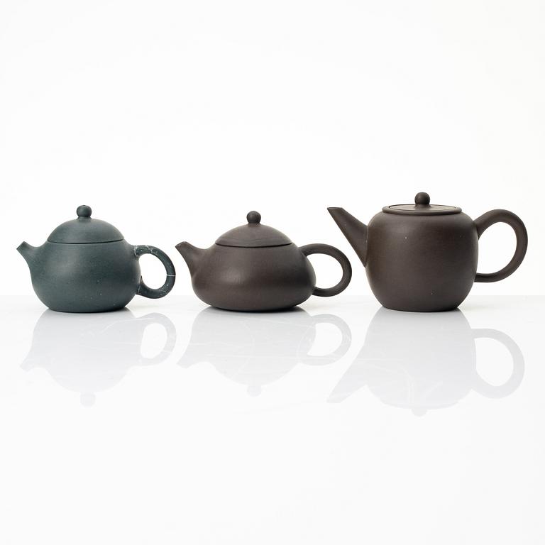 Tekannor, fem stycken, yixing, Kina, 1980/-90-tal.
