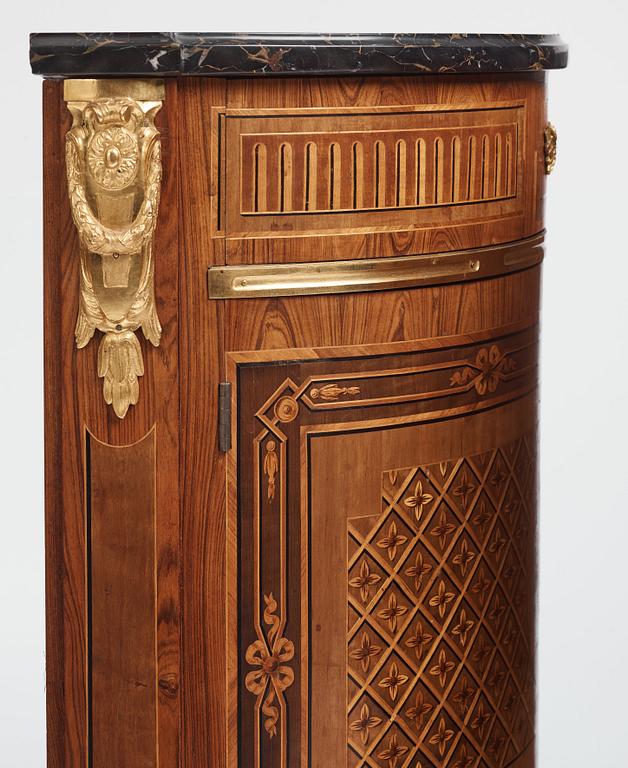 The "De Geer cabinets" a pair of demi-lune cabinets by Georg Haupt (master in Stockholm 1770-1784), Gustavian.