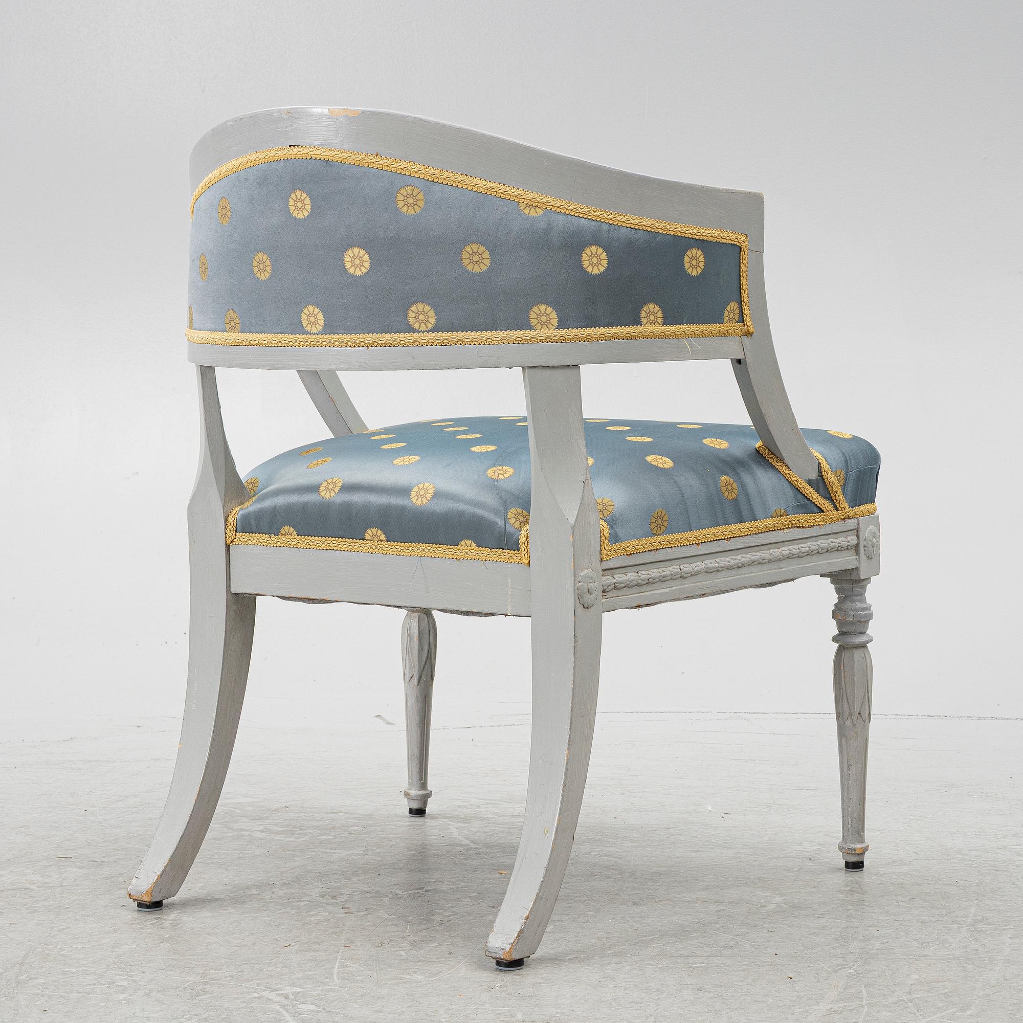 A late Gustavian style armchair, early 20th Century.