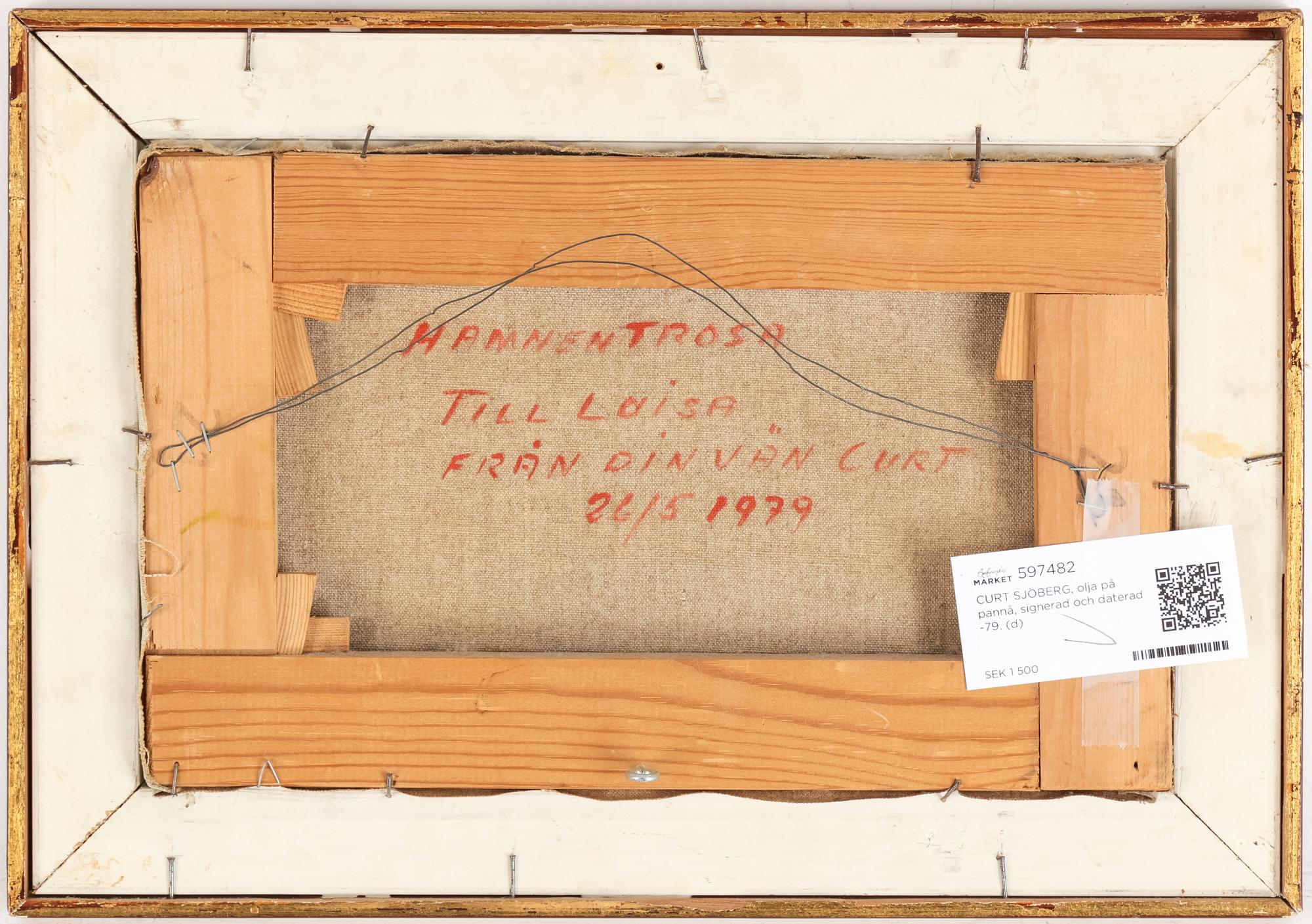 CURT SJÖBERG, olja på pannå, signerad och daterad -79.