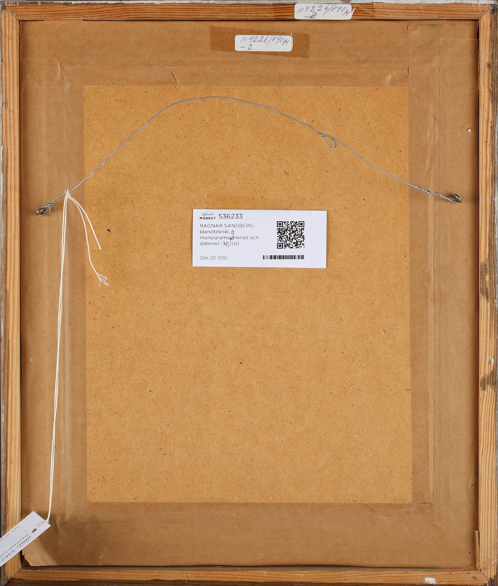 RAGNAR SANDBERG, blandteknik, monogramsignerad och daterad -38.