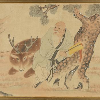 Unidentified artist, signed Lin Yuxing, ink and colour on silk, late Qing / early 20th century.