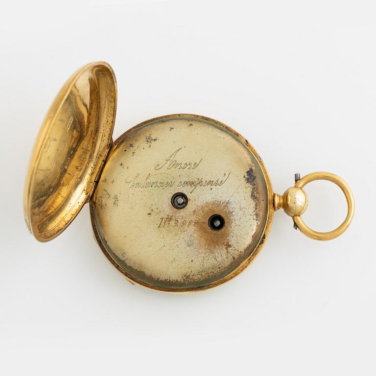 Pocket watch, 18K gold, 44,5 mm.