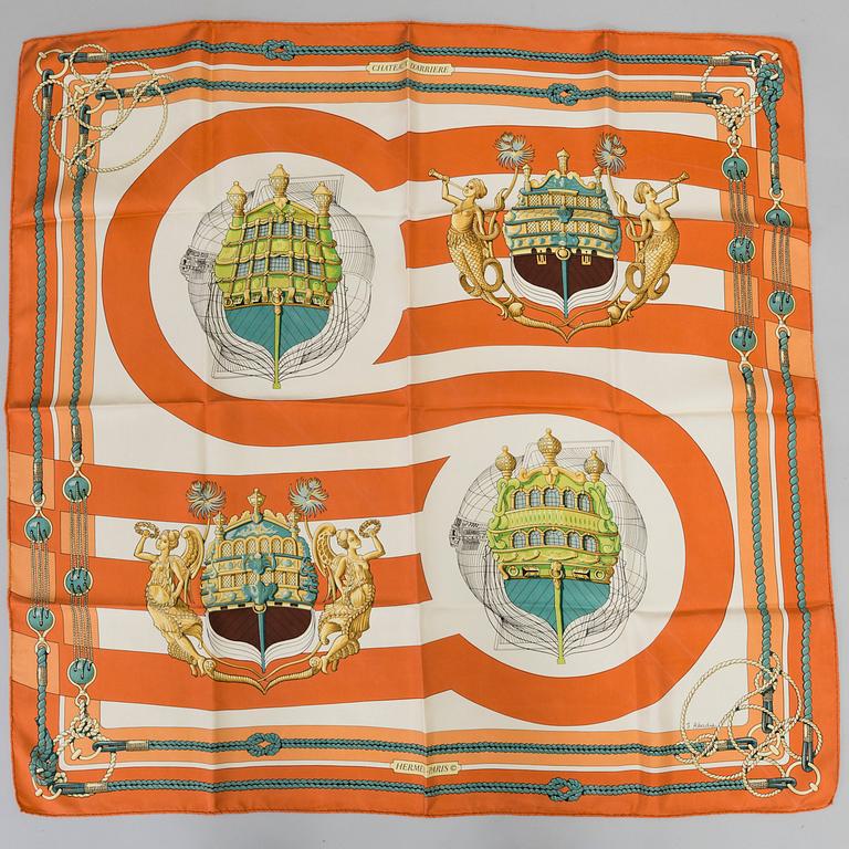 SCARF, Hermès, "Chateau D'Arrière orange", issued 1974.