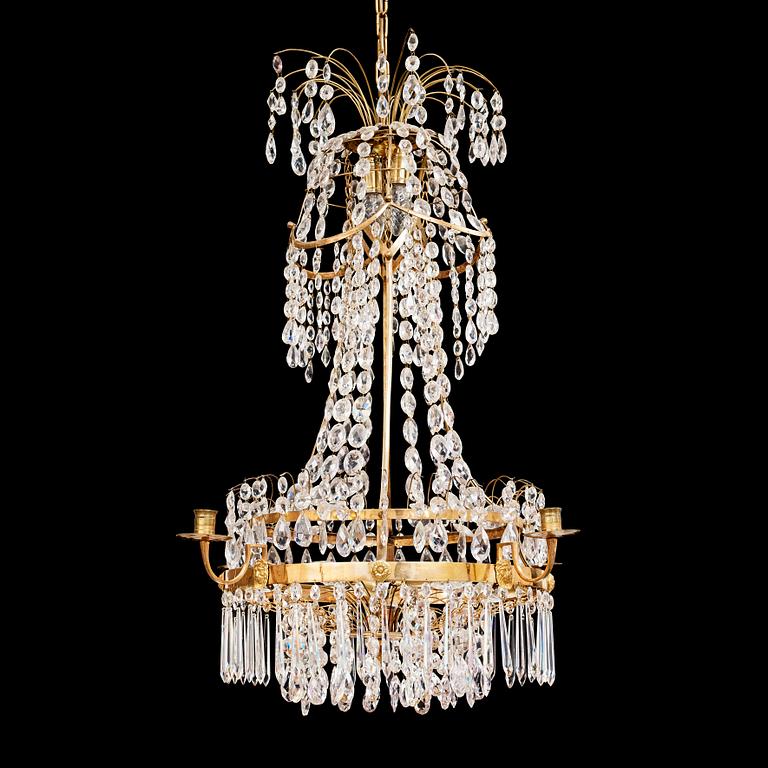 A late Gustavian seven-light chandelier, circa 1800.