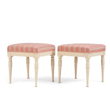 83. A pair of late Gustavian stools by E. Öhrmark (master in Stockholm 1777-1813).