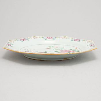 A famille rose 'double peacock' dish, Qing dynasty, Qianlong (1736-95).