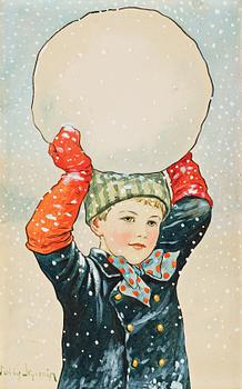 936. Jenny Nyström, Gosse med snöboll.