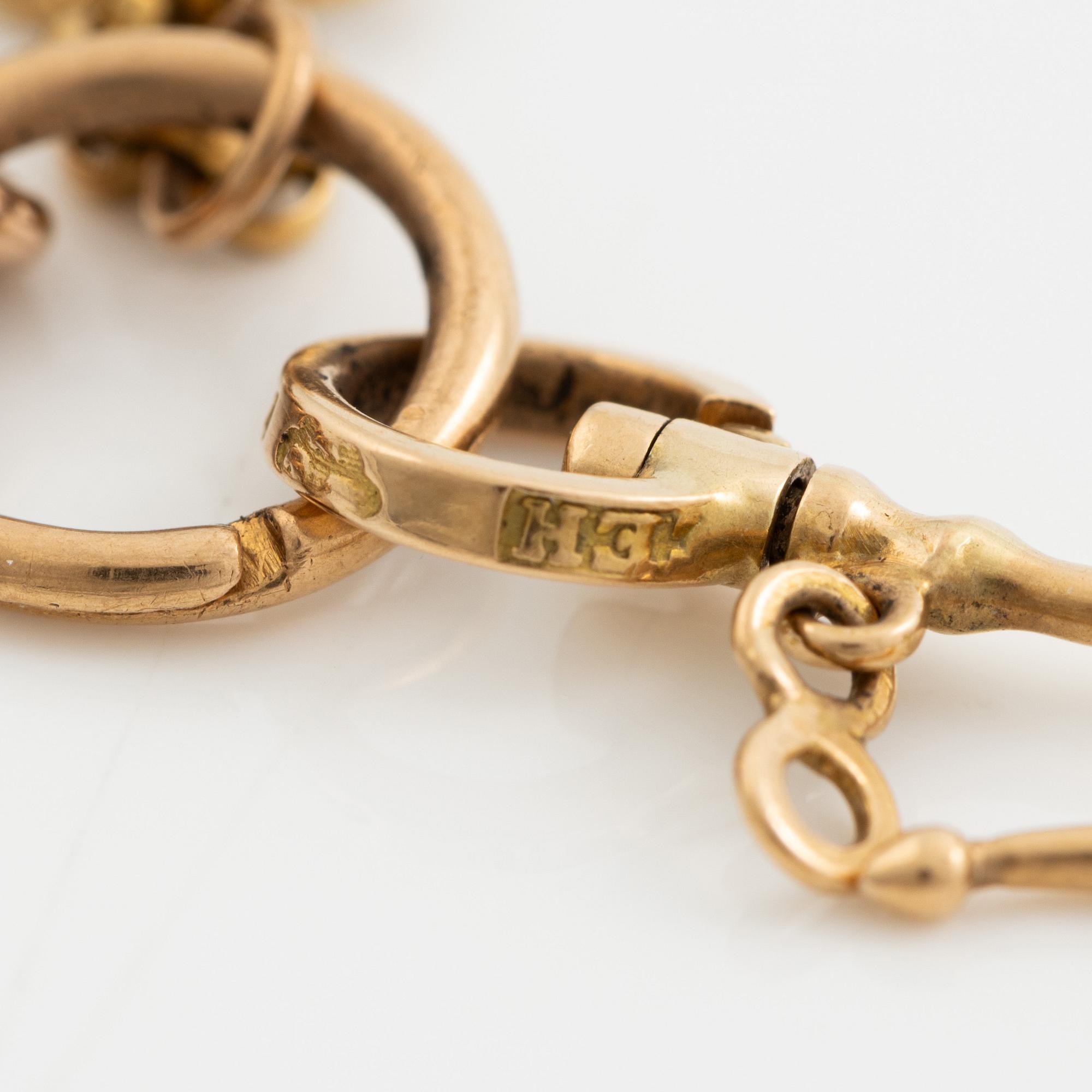 Chateleine 18K guld och emalj, 1800-tal.