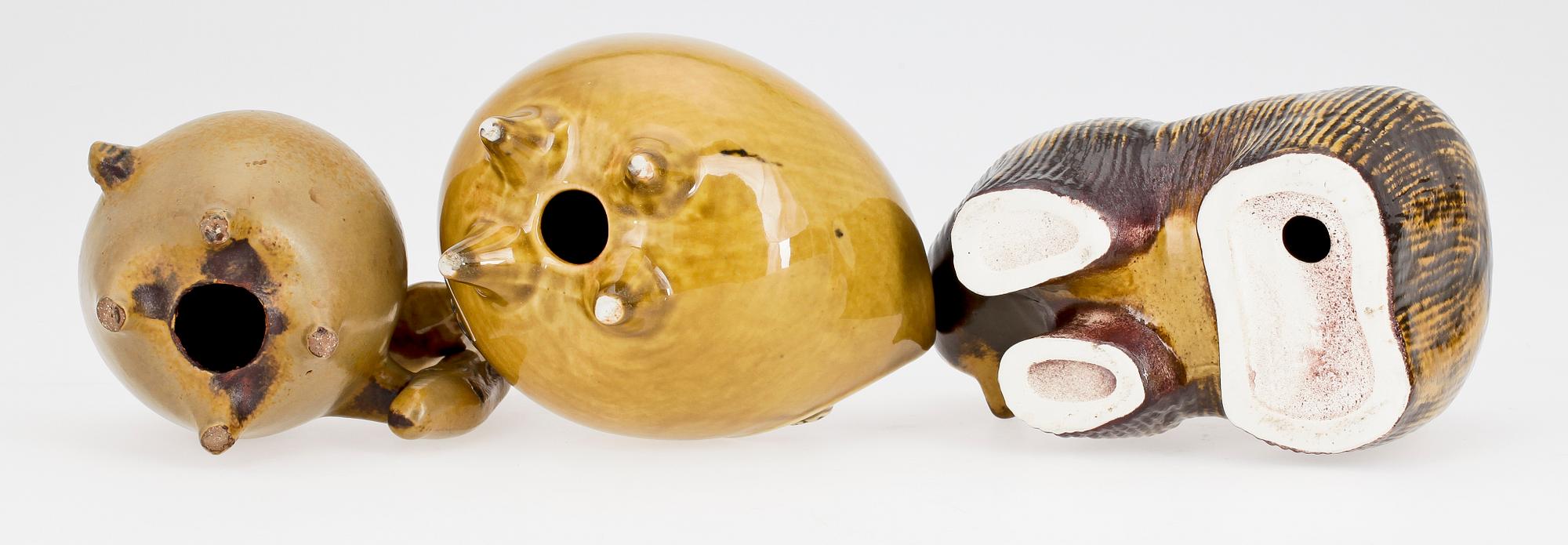 FIGURINER, 3 st, stengods, Lisa Larson, Gustavsberg.